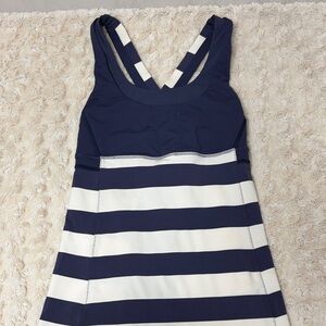 lululemon athletica Navy and White Striped Tank Top